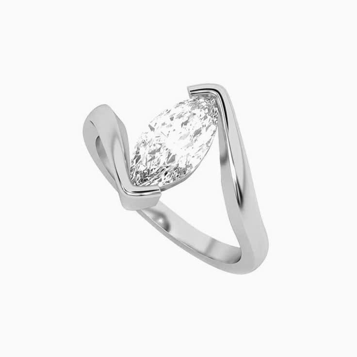 Marquise Diamond Engagement Ring with plain band