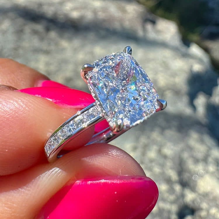 Cushion cut on channel set band