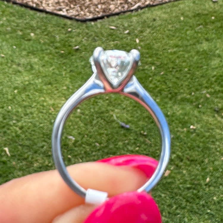 Lab grown oval set in 18k white gold