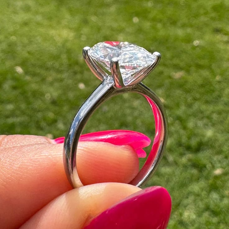 Oval lab diamond in white gold setting