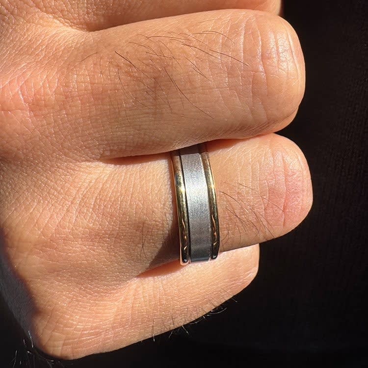 9k two tone mens ring