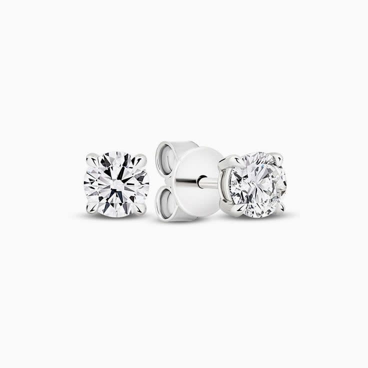 White gold studs set in 4prong with lab D VVS2