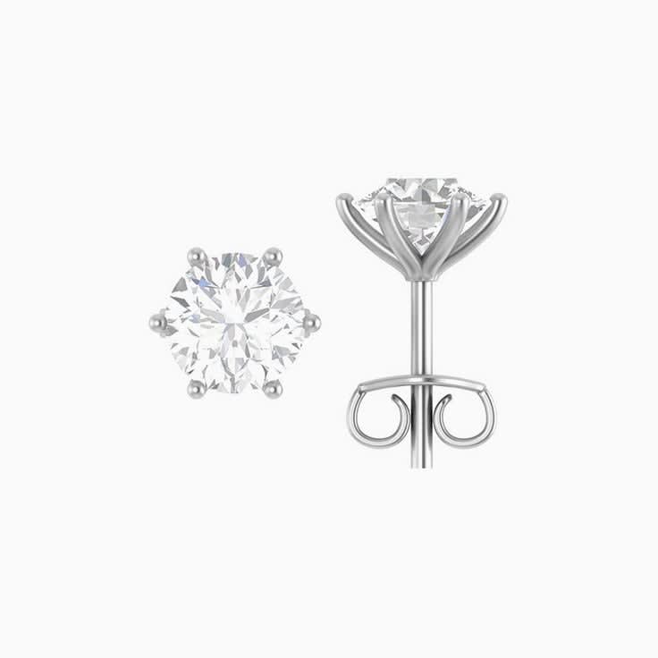 Low set studs in 6prong setting