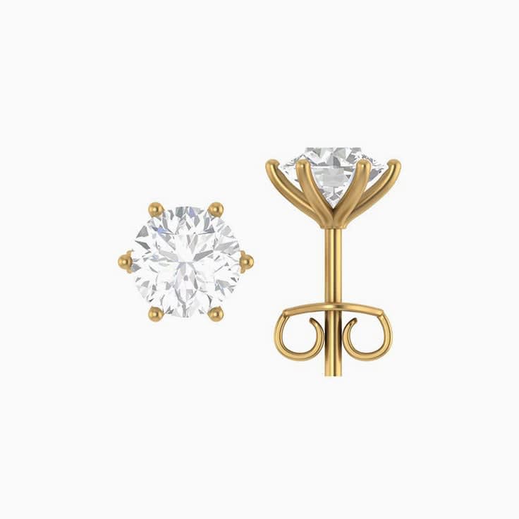 Lab diamond studs in 6prong with low setting