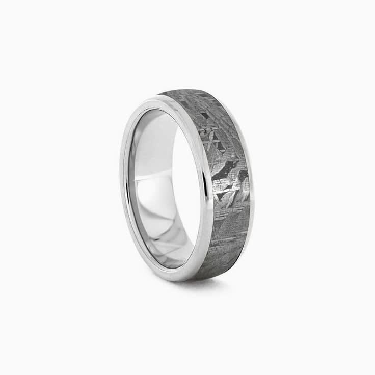 8mm Mens meteorite ring in titanium