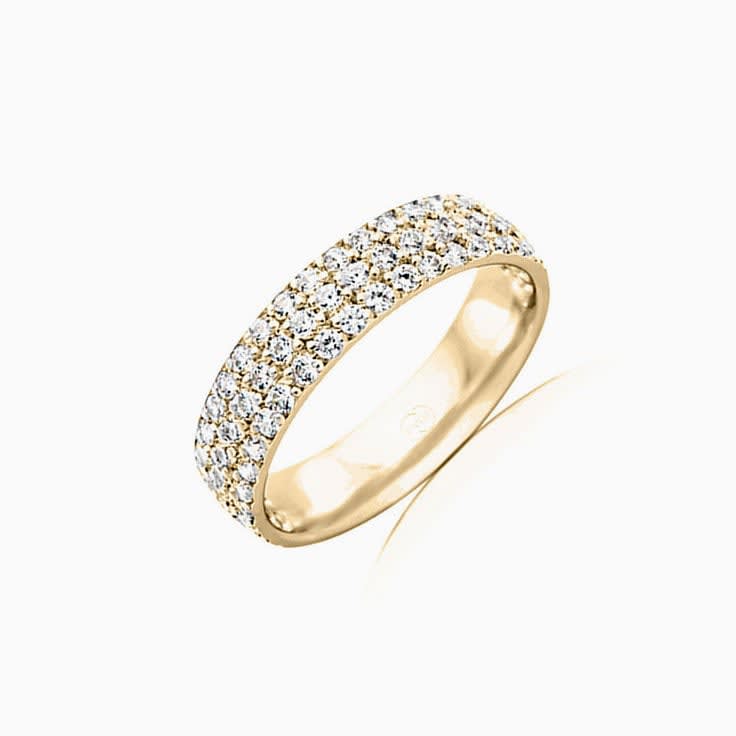 Three row diamond band HR4103 in yellow gold