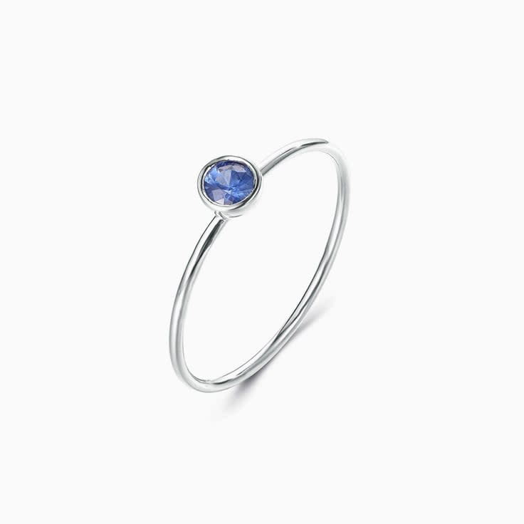 Blue Saphhire Stack Ring in white gold