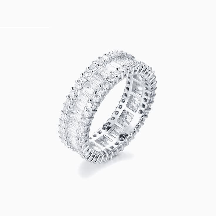 Baguette and Round Eternity Ring in Platinum 950