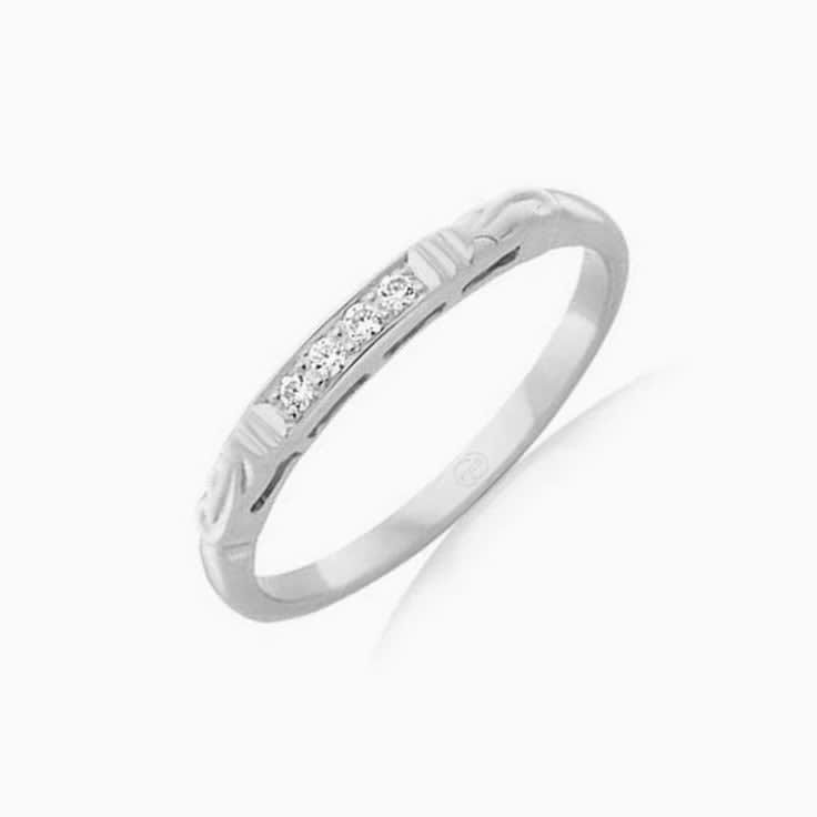Carved Diamond Wedding ring in Platinum 950