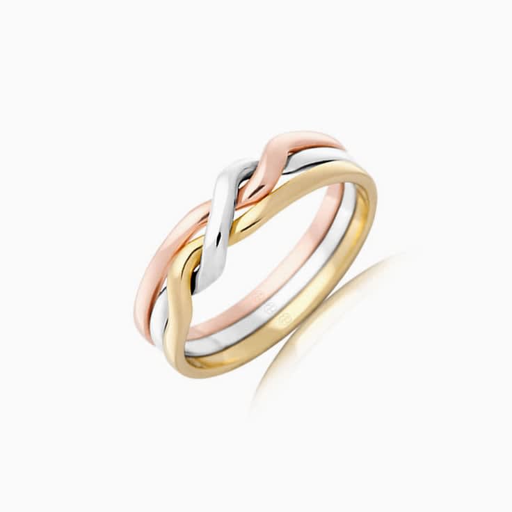 Three Tone Twisted Ladies Band 9k