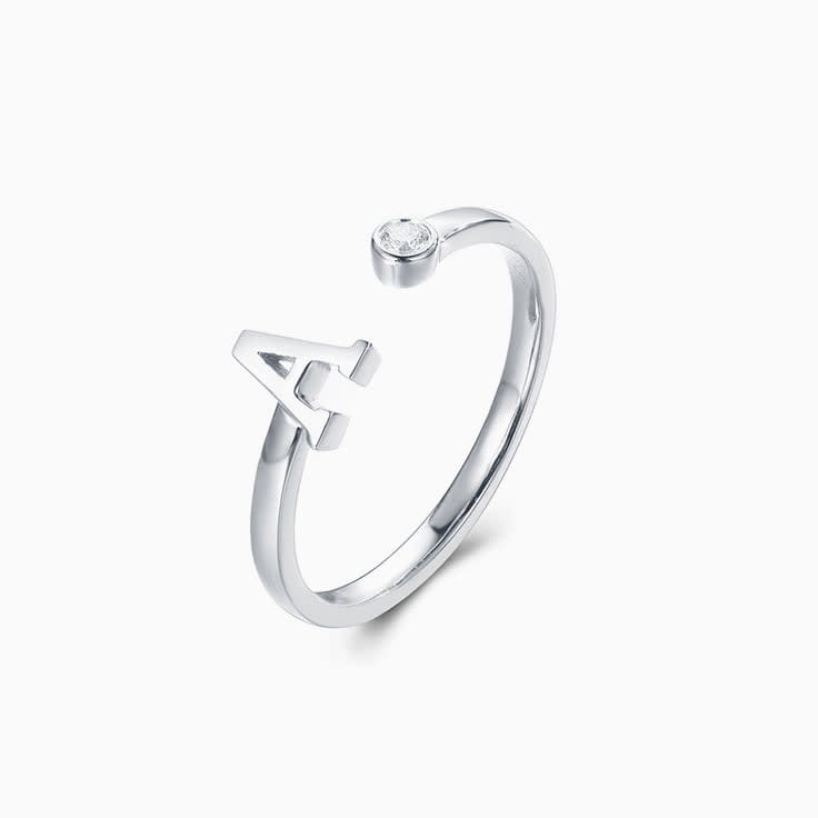 Initial Cuff Ring in white gold