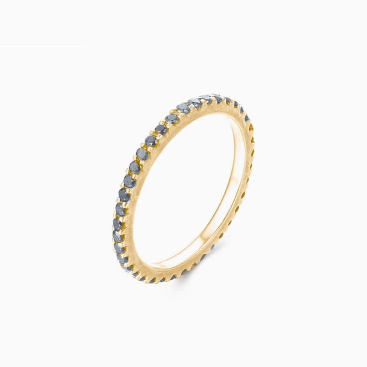 Black Diamond Ring in yellow gold