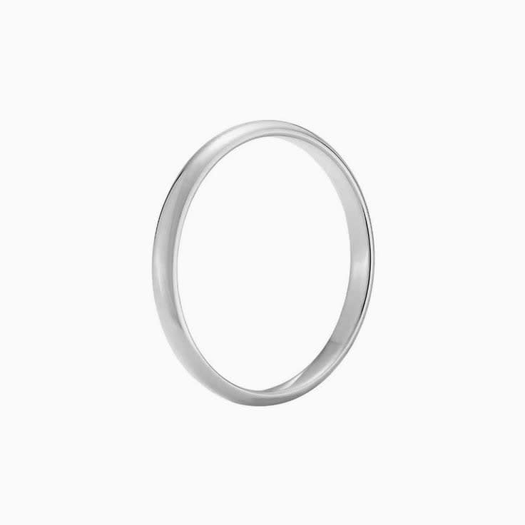 2mm ladies plain band in white gold