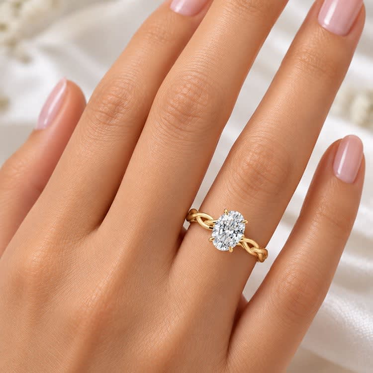 plain twisted oval diamond ring