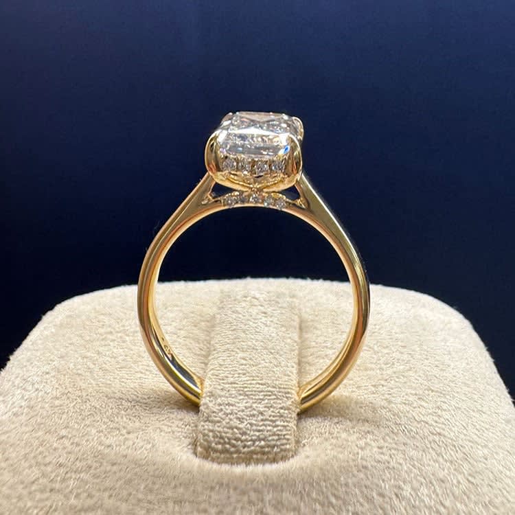 3 carat elongated radiant with hidden halo