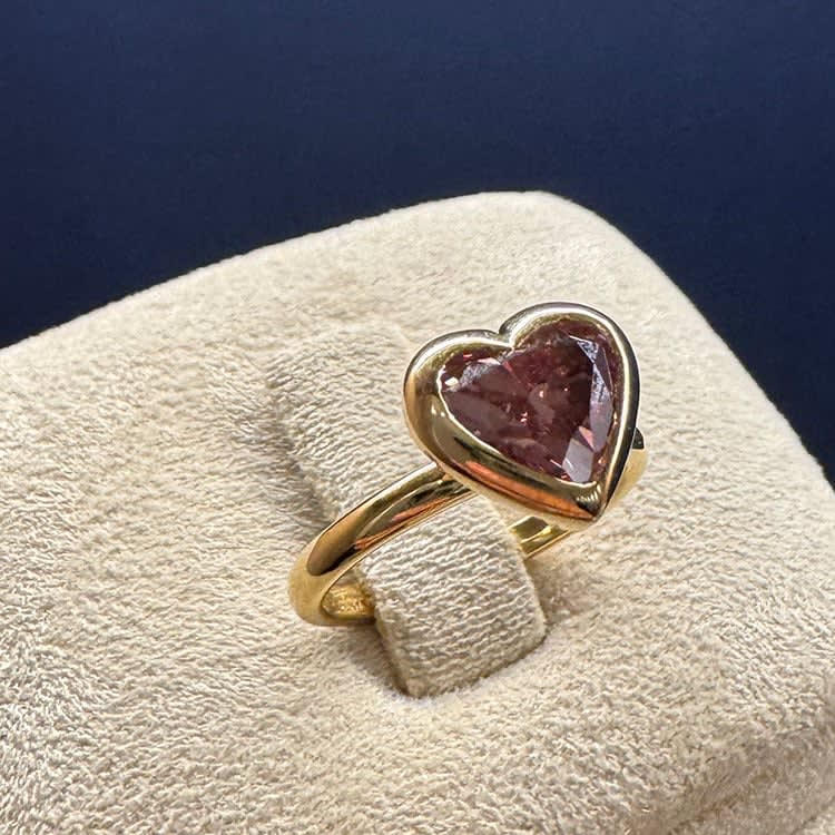 Pink lab diamond in heart shape