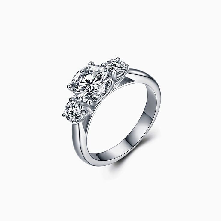 Round Brilliant Cut Diamond Trilogy Engagement Ring