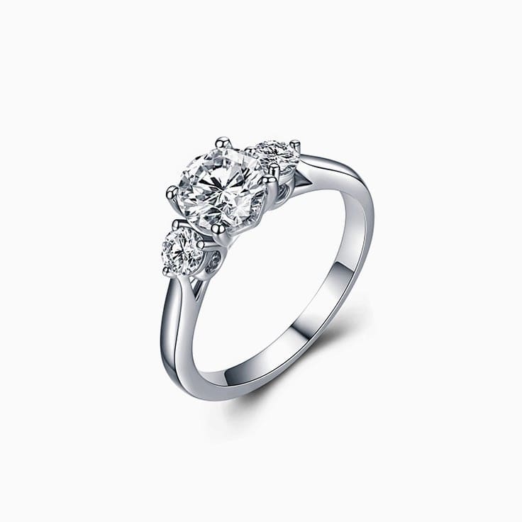 Three Stone Round Brilliant Engagement Ring