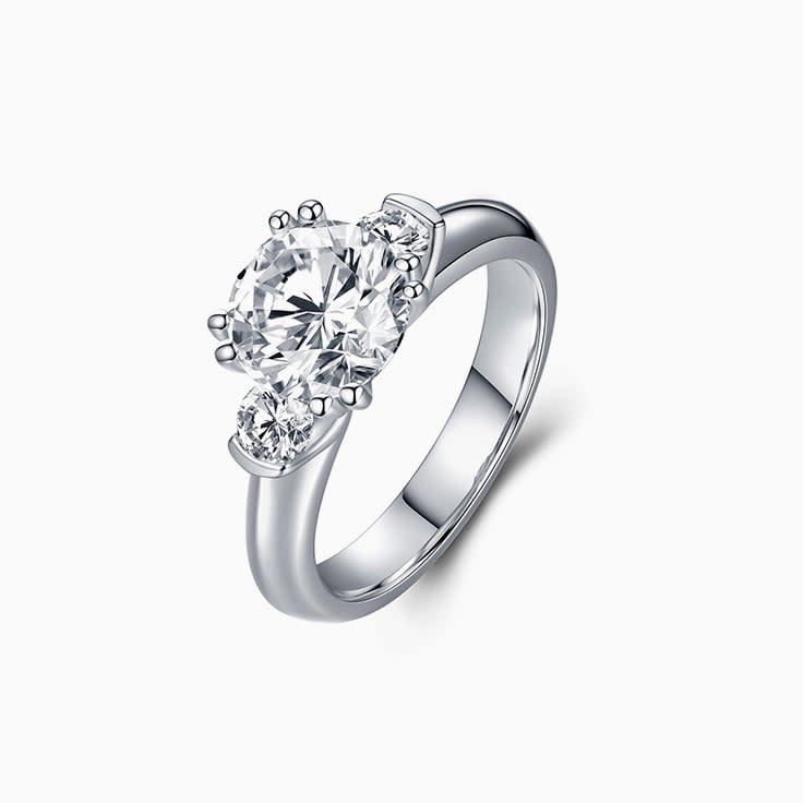 Trilogy Diamond Engagement Ring With Round Brilliant Cut Diamond