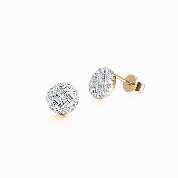 Baguette and Round Cluster Studs