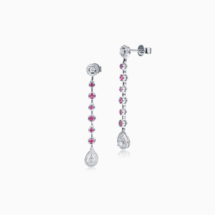 ruby and diamond drop earrings