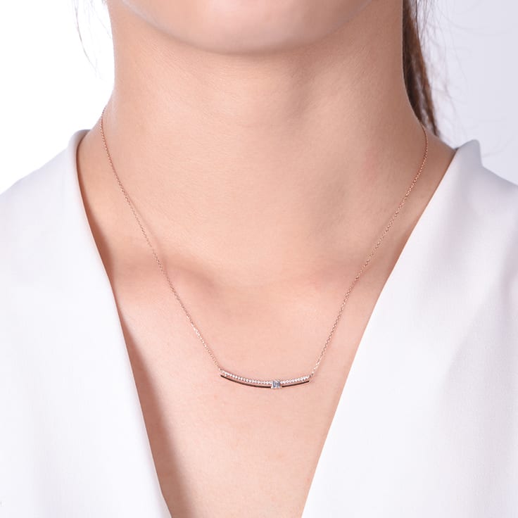 Double bar diamond necklace