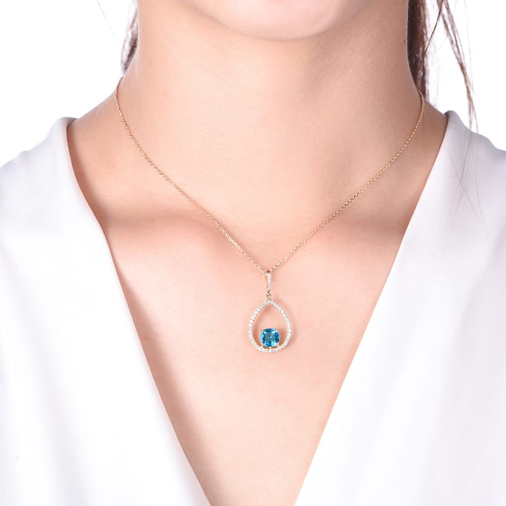 Blue topaz and diamond necklace