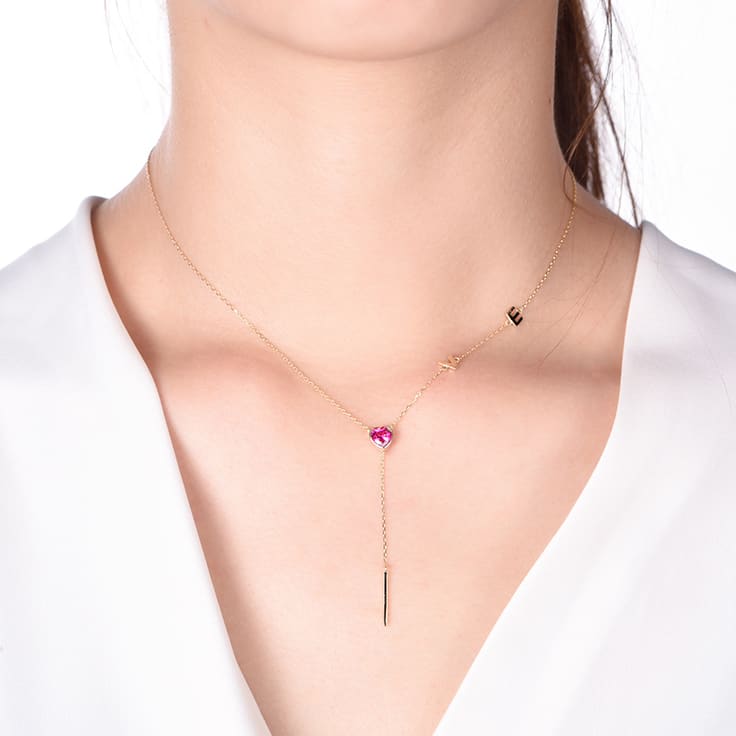 Pink Sapphire Love Necklace
