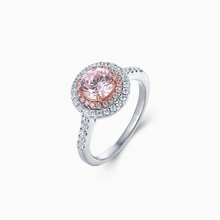 lab pink diamond with double halo
