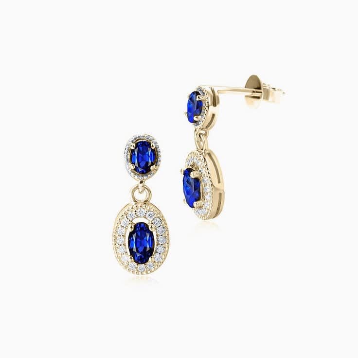 Oval Blue Australian Sapphire Drop Earrings