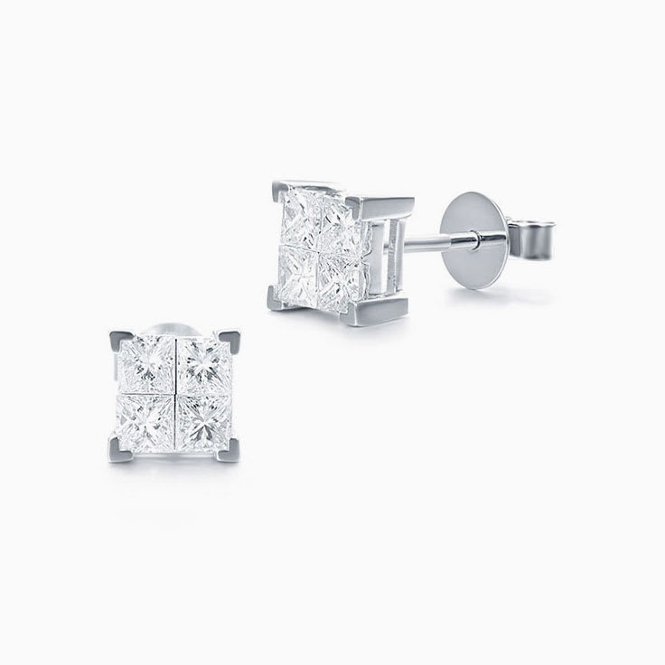 Princess cut diamond studs