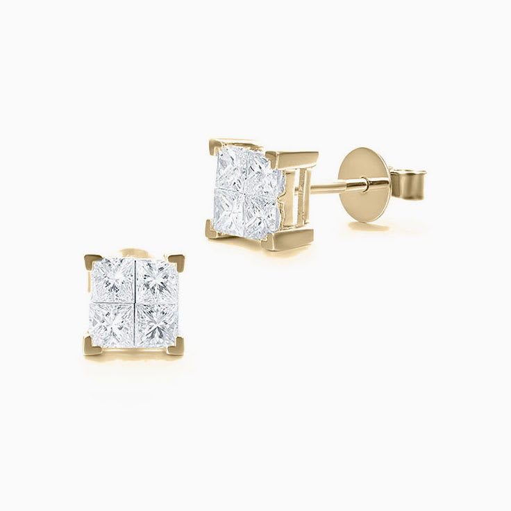 Princess cut diamond studs