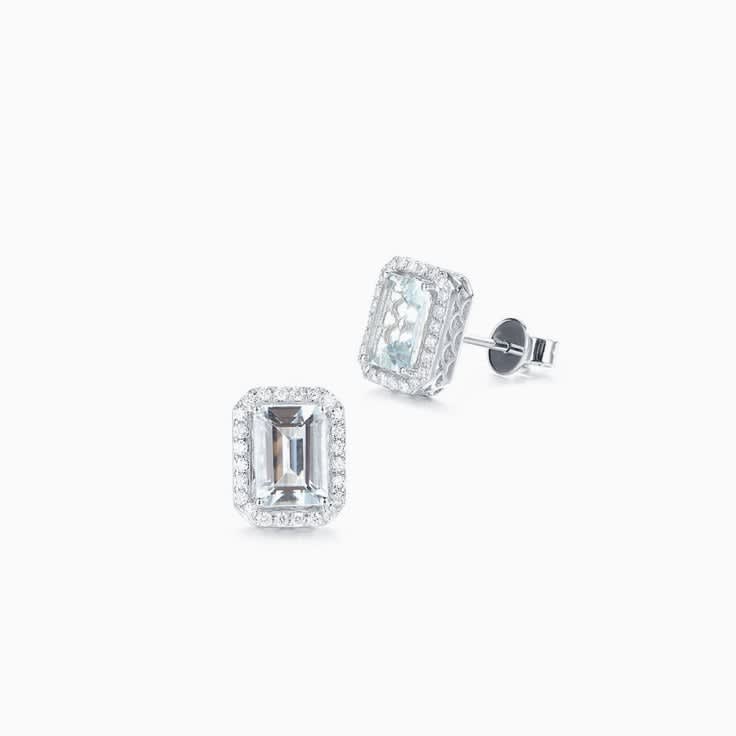 Aquamarine Diamond Studs