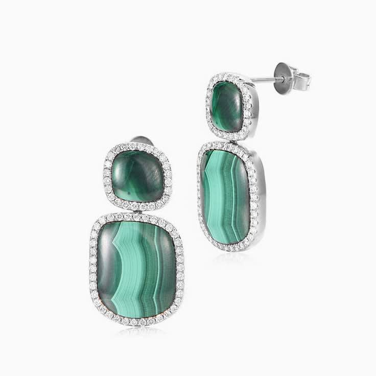 Malachite and Diamond Earrings
