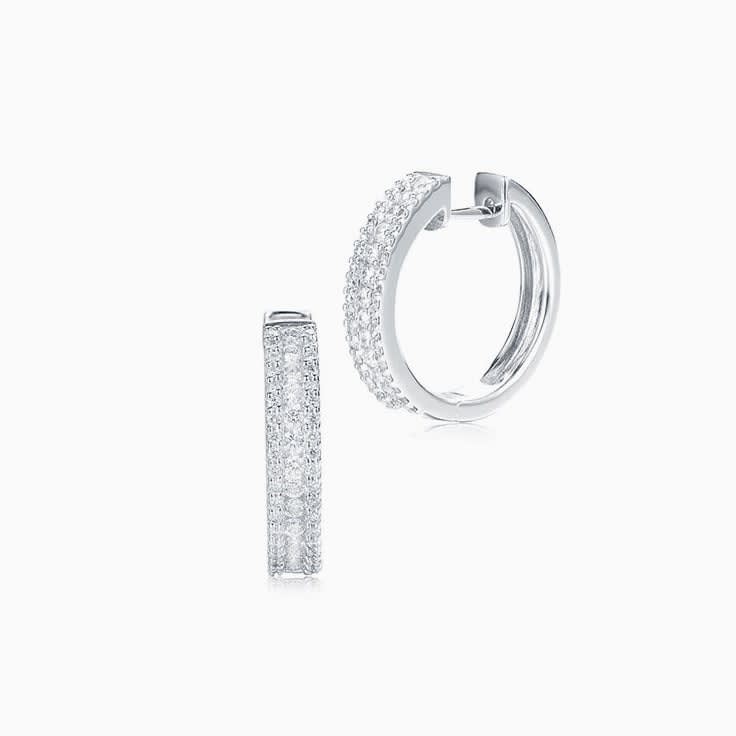 Round and Baguette Diamond hoops