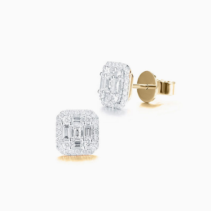 Emerald Shape diamond Studs