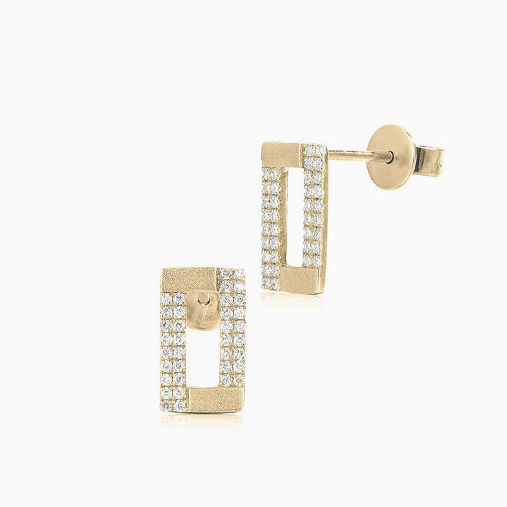 Rectangle Diamond Studs