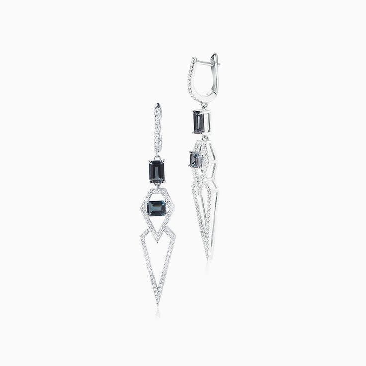 Emerald Cut London Blue topaz earrings