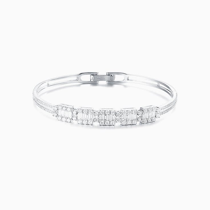 Baguette And Round Double Bar Bracelet