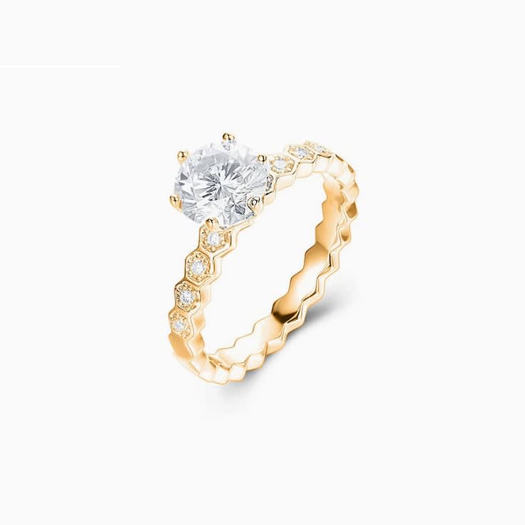 Round Brilliant cut Engagment ring on a drop set diamond band