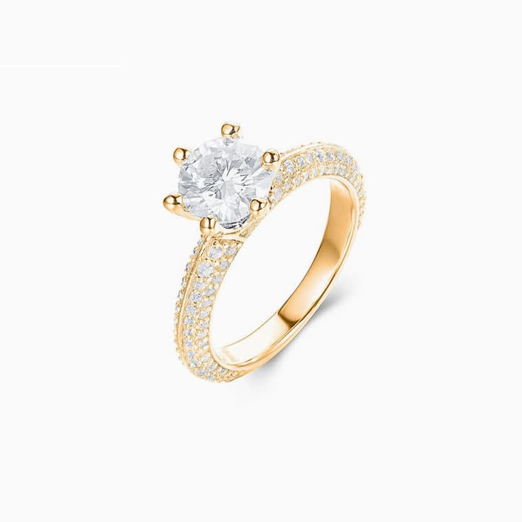 Round Brilliant cut on a Knife Edge Pave Set Engagement Ring