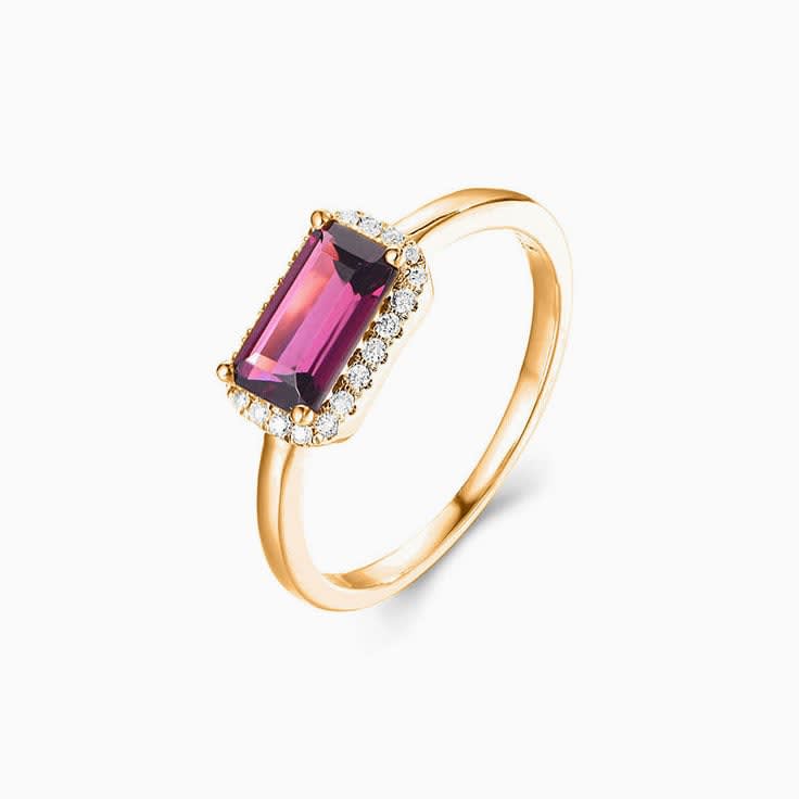 Rhodolite Garnet Halo Ring