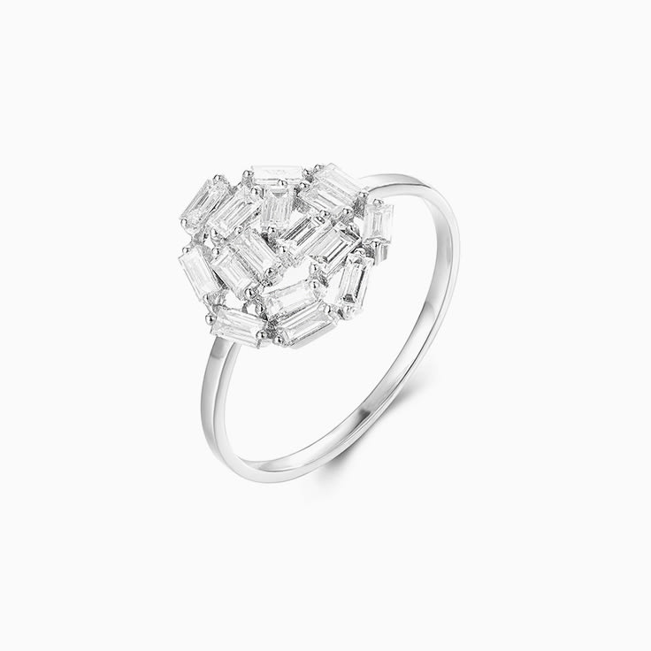 Flower Baguette  Diamond Ring