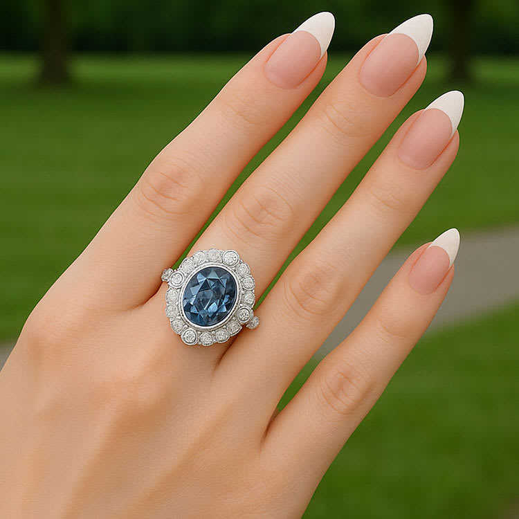 Art Deco London Blue Topaz Ring