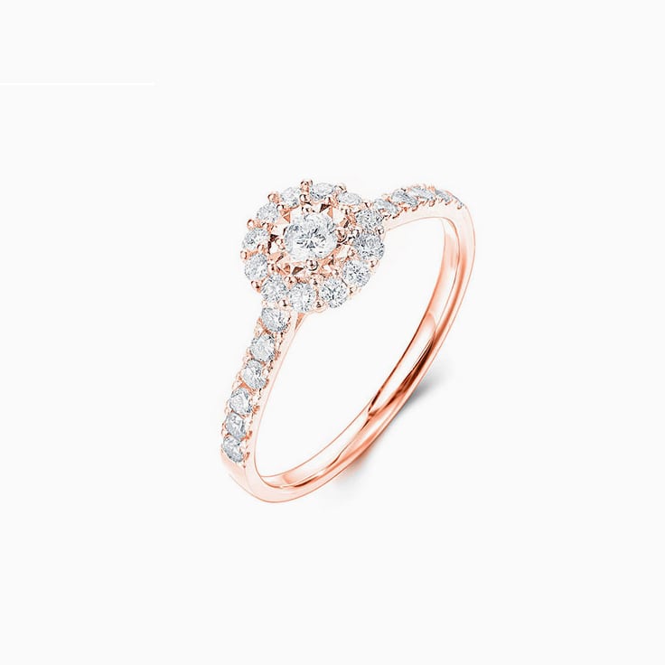 Round Diamond with a Halo Petite Engagement Ring