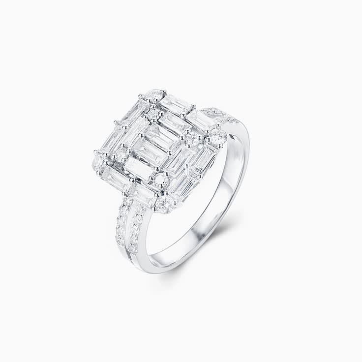 Square Shape Baguette Cluster