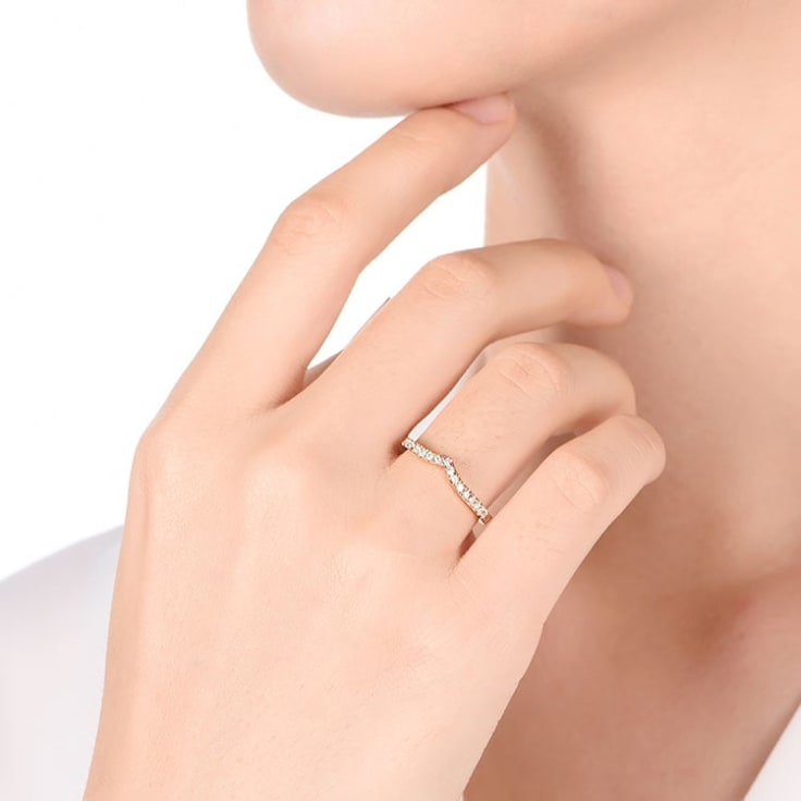 Curved Diamond Wedding Band