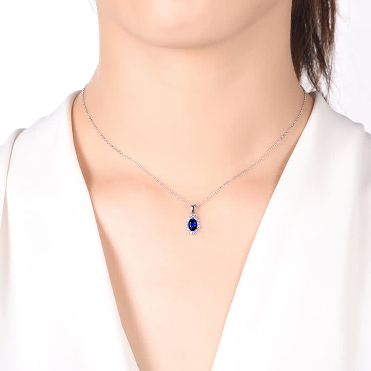 Blue Sapphire and Diamond Pendant