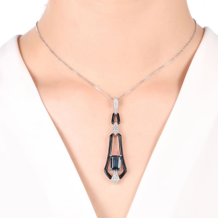 London Blue Topaz and Onyx Pendant