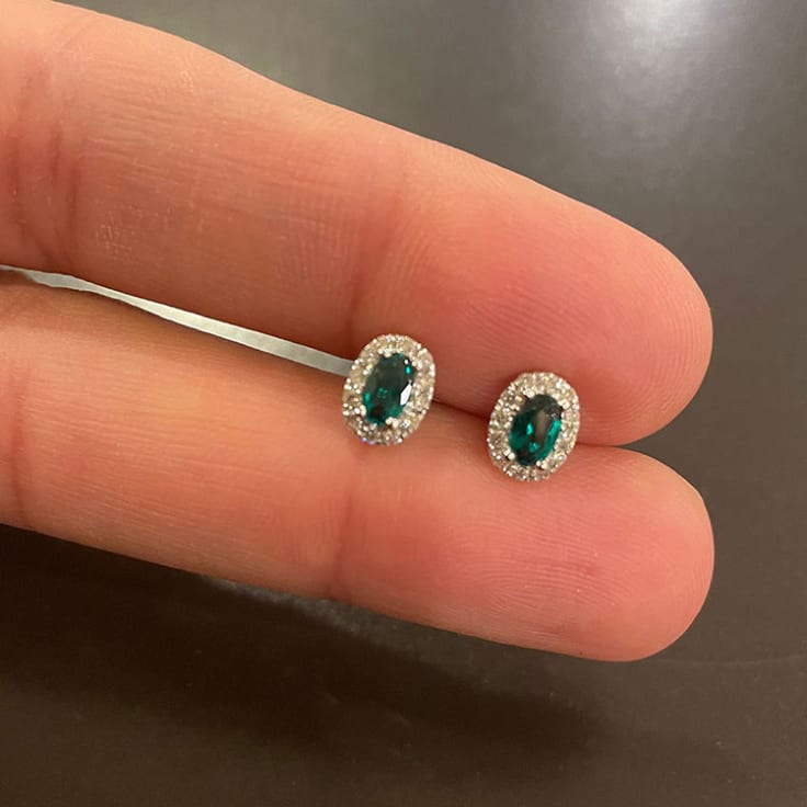 Emerald and Diamond Studs